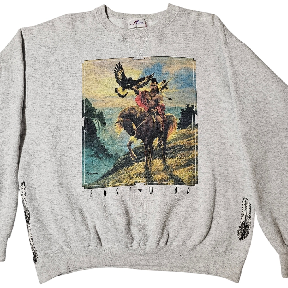 VTG Air Waves Pro Spirit Sweatshirt Mens Large Native American East Wind USA